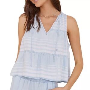 Anthropology Cloth & Stone Striped light Blue Tie Tank Size Medium